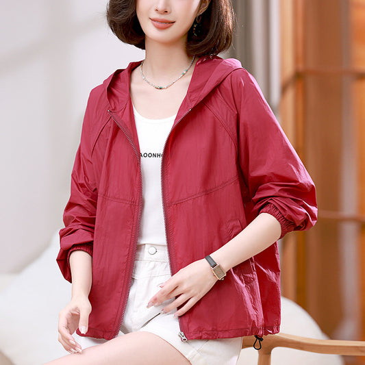 Solid Color Breathable Sun Protection Clothing Coat For Women