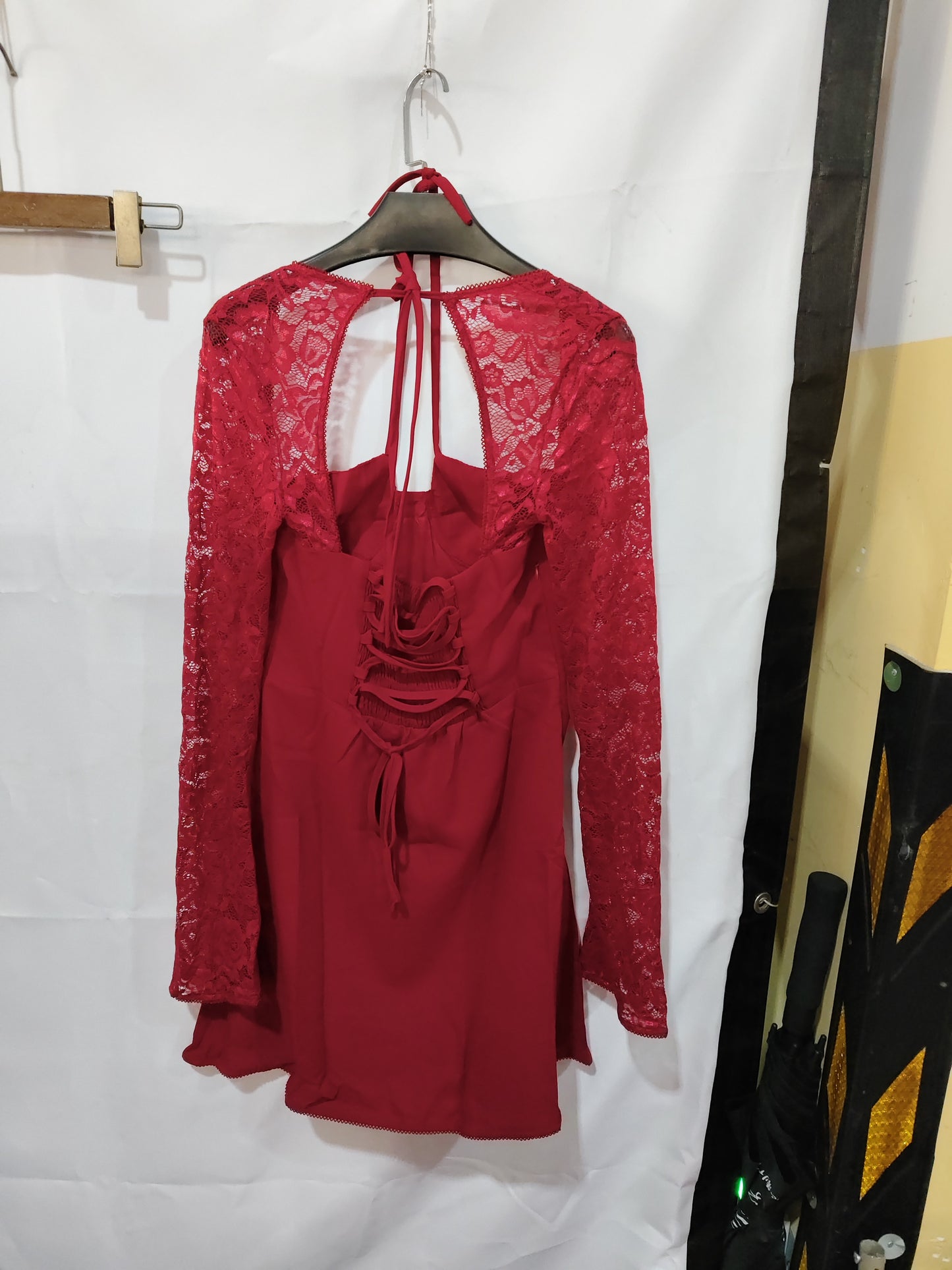 Y2K  Lace Long Sleeve Dress Fashion Sexy Corset Backless Lace Up Short Dresses Womens Clothing